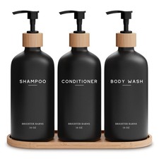 Black Shampoo and Conditioner Dispenser Set by - Body Wash, Shampoo Dispenser...