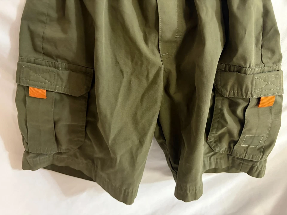 Pantalones Cortos Carga 4T Vintage OshKosh B’gosh Niños Verde Oliva Naranja Borde Cordón Foto 3 de 4