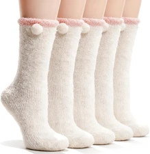 Fuzzy Socks Warm Fluffy Winter Cozy Thick Plush Slipper Sleep Comfy Crew Socks f