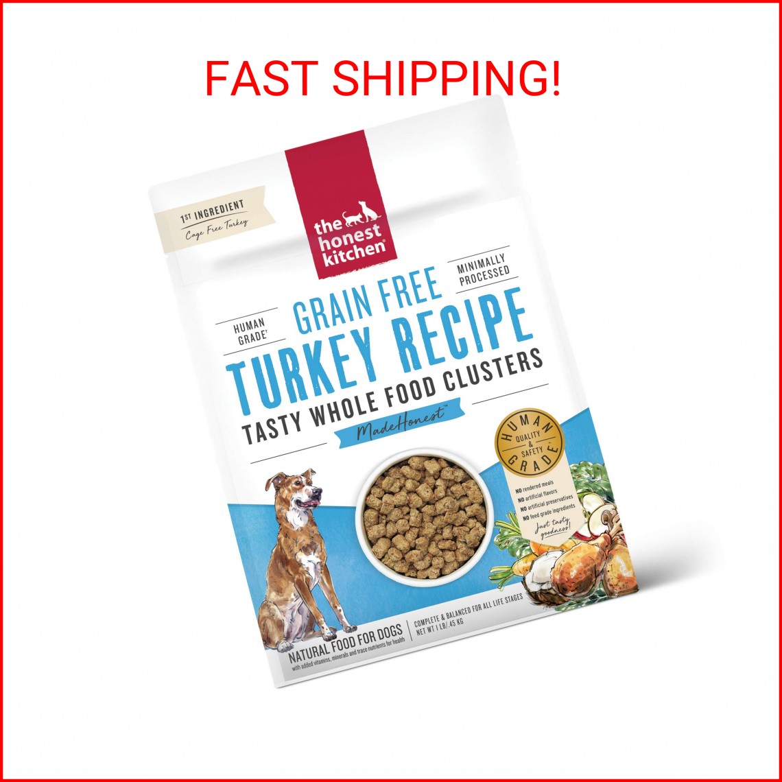 Clusters Grain Free Turkey Dry Dog Food, 1 Lb Tria