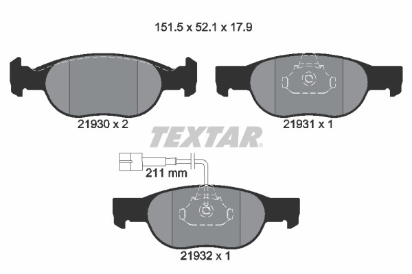 Plaquettes de frein Textar de haute précision pour étrier de disque OE 71752989