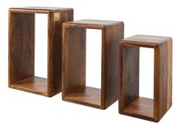 Wandregal Modern 3Er Set Regal Massivholz Sheesham Hochwertig Cube RegalwüRfel