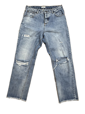 AVEC LES FILLES Women s Medium Wash Distressed Straight Leg Rigid Jeans Size 30