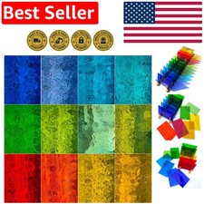 12-Piece Textured Transparent Stained Glass Pack, 6x4  - Art Deco Creatives