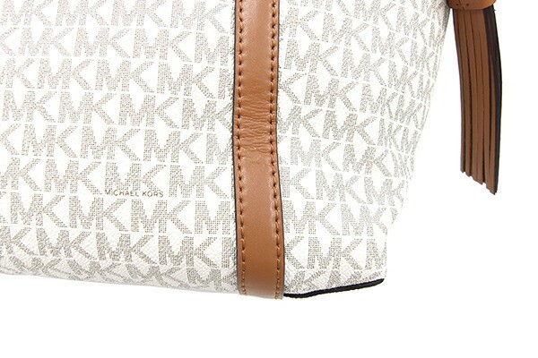 Michael Kors Tote Bag Nomad 30T0GNXT9B Off White Brown PVC Leather Used Shoulder thumbnail 5