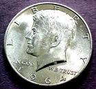 1964 KENNEDY SILVER HALF DOLLAR ...BU.....MIN. BID .01 & NO RESERVE!