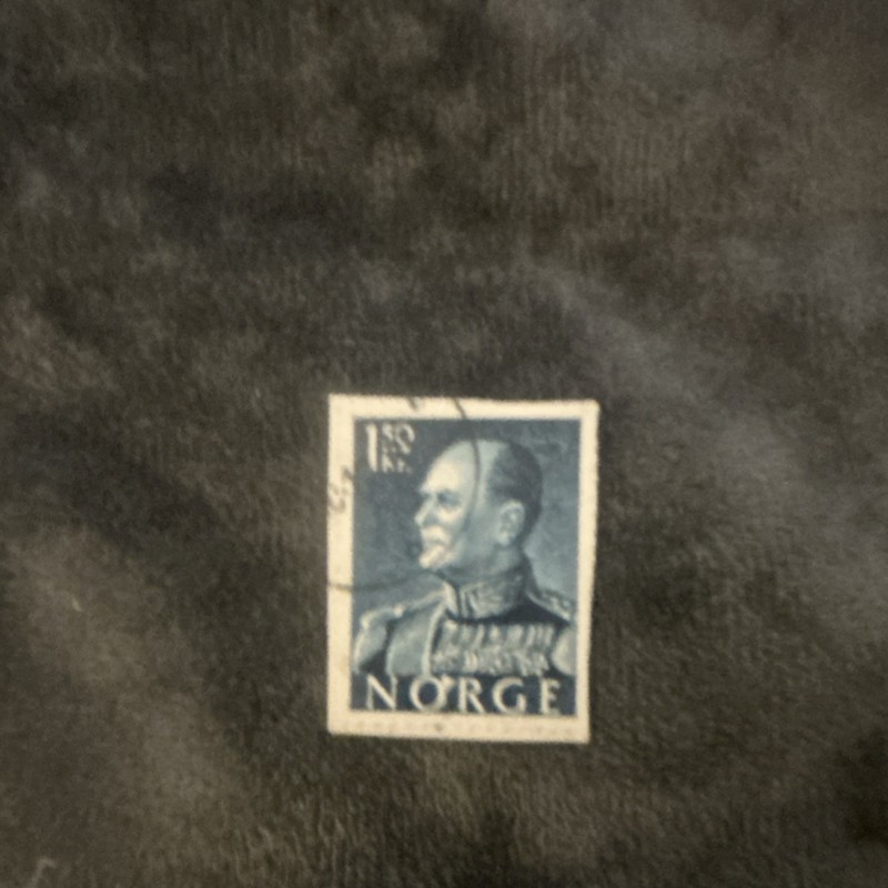 Norway Blue Royalty 1.50 Used Postage Stamp Handstamped Uncertified Ungraded