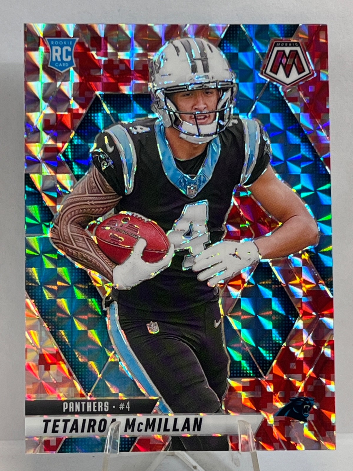 Tetairoa McMillan 2025 Mosaic Rookies RC Camo Red Prizm #309 Carolina Panthers