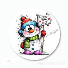CUTE HAPPY NEW YEAR SNOWMAN SCRAPBOOK STICKERS ENVELOPE SEALS NEW YEAR FAVORS