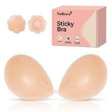 Nubrava Adhesive Bra Strapless Sticky Invisible Push Up Silicone Bra Resuable