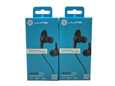 JLab JBuds Pro Signature Earbuds w/ Cush Fins 2 Pack Black Wired Built In Mic