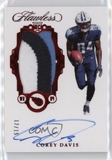 2017 Panini Flawless Rookie Ruby 12/15 Corey Davis #RP-CD Patch Auto 5ov