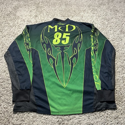 Animal Paintball Jersey Mens XL Green Flames Loose Made USA 90s Y2k Vtg Mesh - Picture 6 of 8