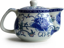 Small Porcelain Teapot, 9Oz Tea Pot with Stainless Steel Infuser Classical Chine
