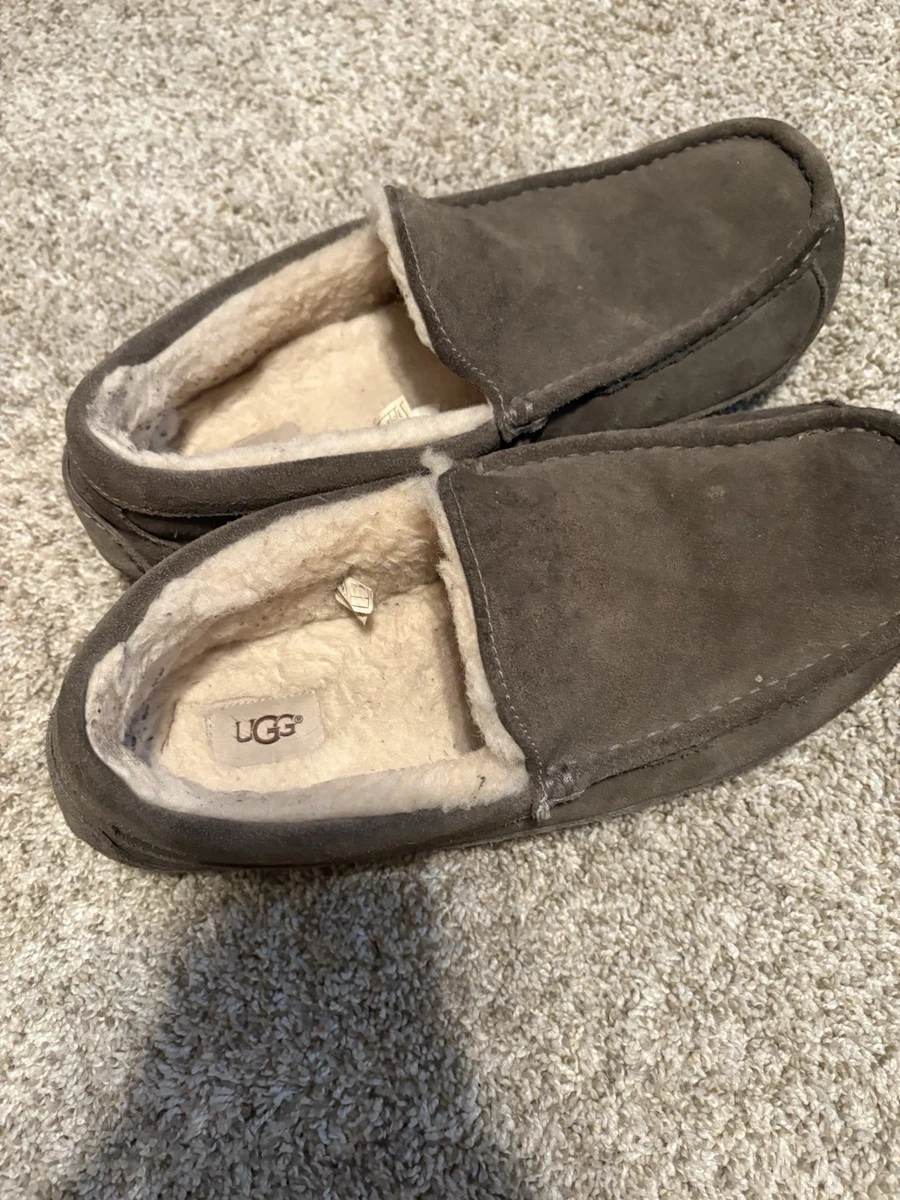 UGG Ascot Men\'s Suede Slippers Grey Water Resistant Sheepskin Suede Loafers 12 UGG Men main image 4