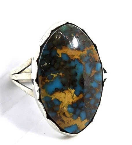 Candelaria turquoise rare vintage natural sterling silver ring size 7