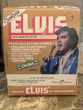 Elvis Chu-Bops Gold Album Display Complete Set 64 Factory Sealed Packs, 1981
