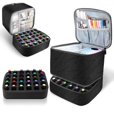 Double-Layer Nail Polish Organizer Bag: Salon PU Leather Nail Polish Storage ...