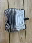 Vintage Hand Blown Art Glass Black & White Stripe Murano Style Glass Vase 6"