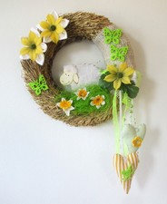 Handgefertigt Türkranz Schäfchen Stoffblüten Herzen Frühling  Ostern ✿ Tilda Art