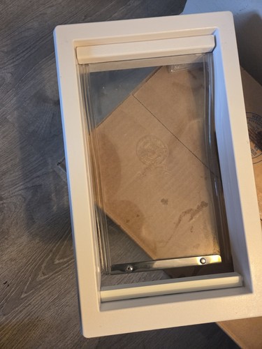 Ideal Pet Products Door Mount Dog Door Medium White Plastic Flap for Pets