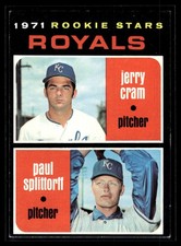 Royals 1971 Rookie Stars Jerry Cram / Paul Splittorff 1971 Topps Card #247. rookie card picture
