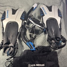 U.S. Divers Snorkel Mask Fin Set  Snorkel Black/White S/m Women  s 5-9.5 US
