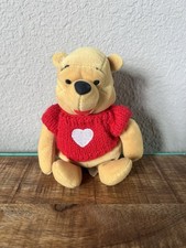 Disney Plush Stuffed Animal Winnie the Pooh Red Heart Sweater Beanie Valentine K