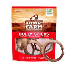 Odor Free Bully Sticks Ring Shaped (3-4 Inch, 10 Pack) - 100% Beef Chews for ...