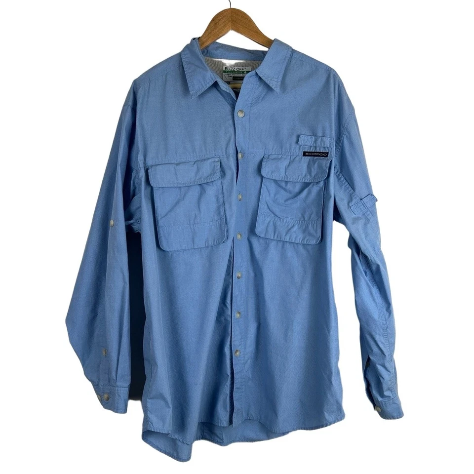 ExOfficio Long Sleeve Mens XL Light Blue Insect Shield Gorpcore Travel Fishing - Image 3 of 4