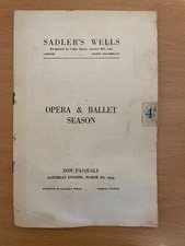 2 x Sadler's Wells, 1954 opera programmes. L'Elisir D'Amore, Don Pasquale