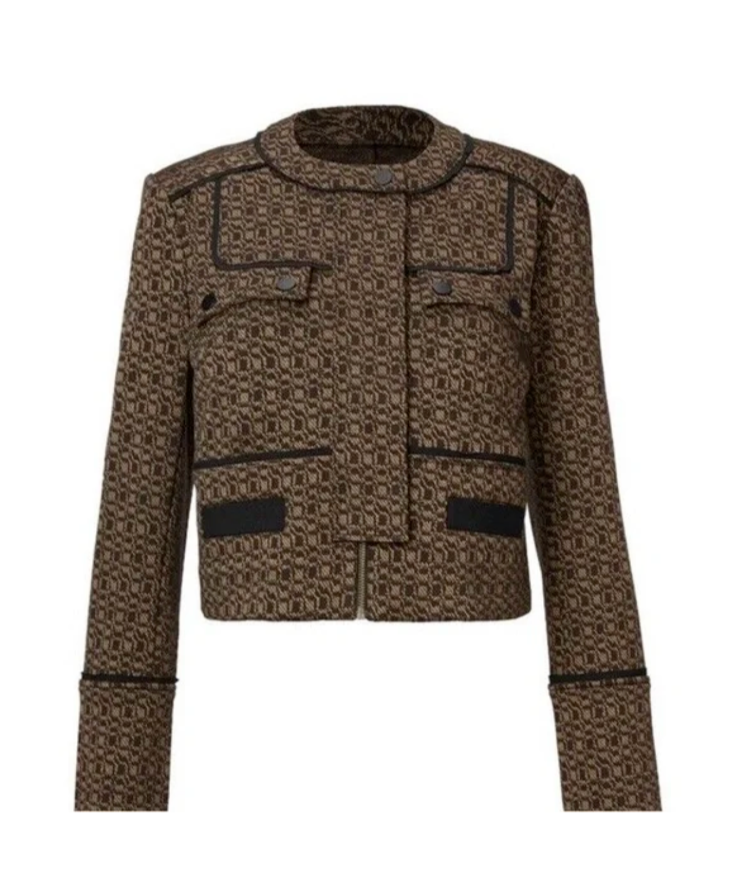 Cabi New NWT Director Jacket #4494 Black Brown gold print