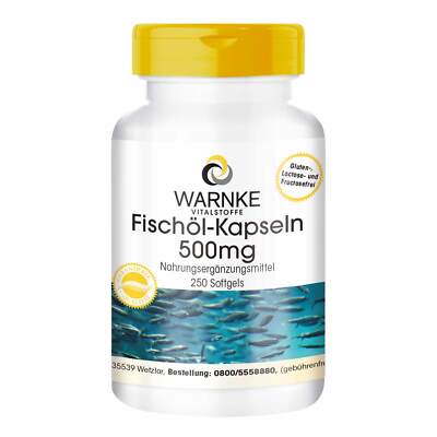 Fischöl 500 mg - 250 Softgels, 30 % Omega-3 (EPA und DHA) | Warnke Vitalstoffe