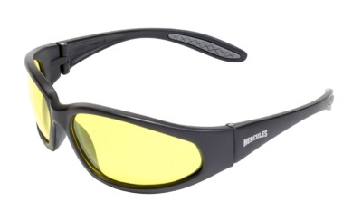 Unzerbrechliche gelb getönte Motorrad UV400 Sonnenbrille Biker Brille + gratis Etui