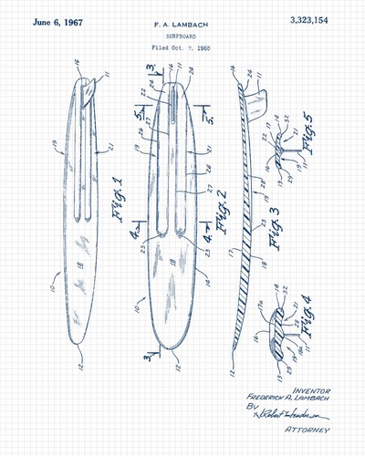 Classic Wave Surfing Patent Prints 6 (8x10) for Home Work Office Beach Cabin - Picture 12 of 12