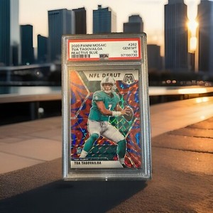 2020 Panini Mosaic Tua Tagovailoa 262 Reactive Blue PSA 10