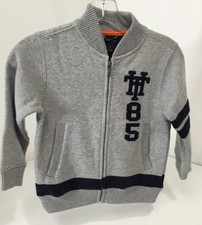 TOMMY HILFIGER BOY'S FULL ZIP JACKET SIZE 4 ASH W/NAVY ACCENT STRIPES NEW 55