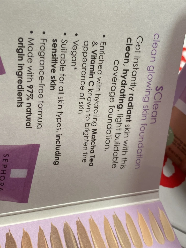 NEW 3x Sephora Collection Clean Glowing Skin Foundation Sample Card - Image 4 of 4