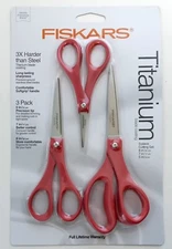 Fiskars 157690-1013 3 Piece Titanium Soft-Grip Scissors 5" 7" & 8"