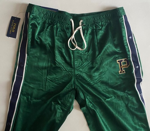 $228 NWT Mens Polo Ralph Lauren "P" Logo Satin Tear Away Track Athletic Pants - Afbeelding 3 van 5