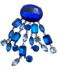 Patrick Retif Paris Over the Top Statement Rhinestone Dangle Designer Brooch