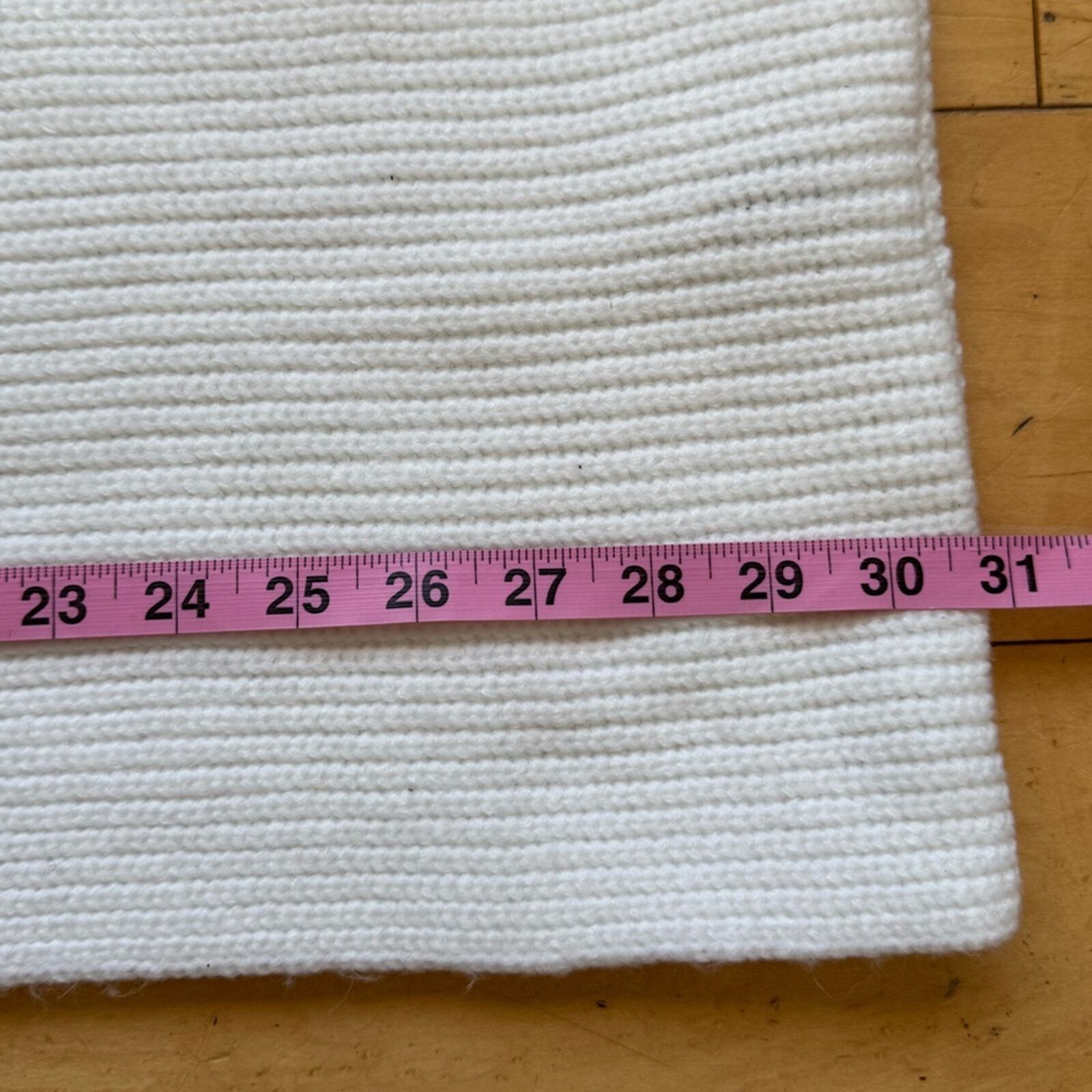 Calvin Klein Infinity Scarf White Ribbed Knit, Classic, neutral, winter, preppy thumbnail 5