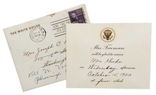 1952 First Lady Bess Truman Invitation Addressed to Wife of Joseph Duke
