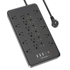 22 Outlets Power Strip 6FT, PASSUS Surge Protector with USB C Ports, 1875W/15...