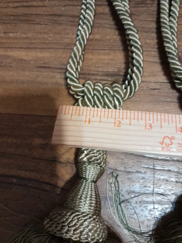 Borla cortina cortina cortina grande cuerda trenzada borla corbata verde oliva resistente Foto 4 de 4
