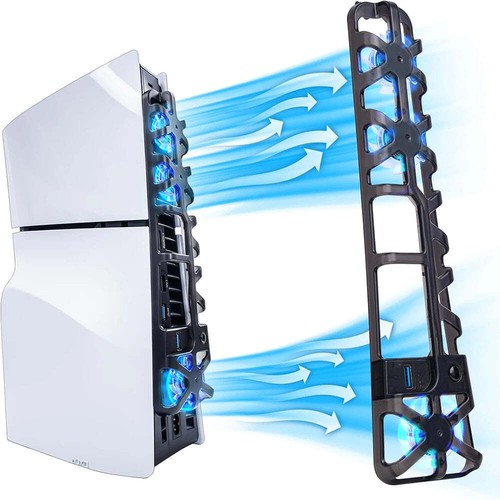 For PS5 Slim Accessories Cooling Fan with LED Light for Playstation 5 Disc and D