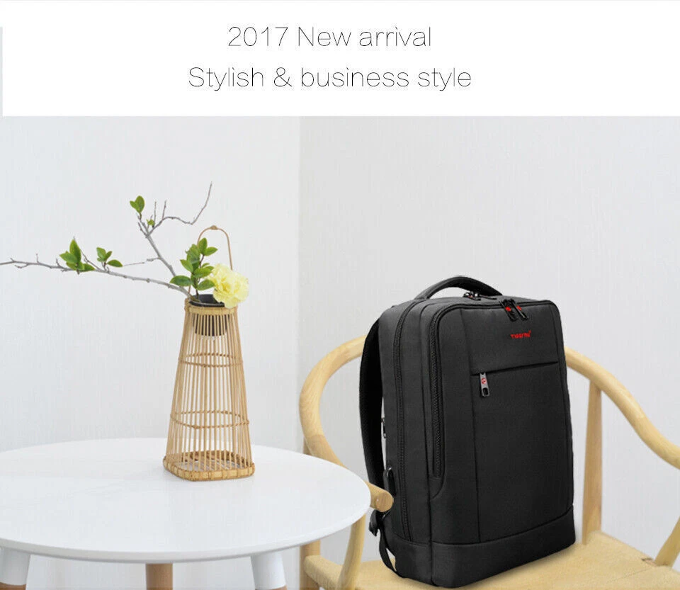 Mochila de negocios para computadora portátil marca Tigeru de 15,6 pulgadas para mujeres hombres informal escolar bolsa USB Foto 4 de 4