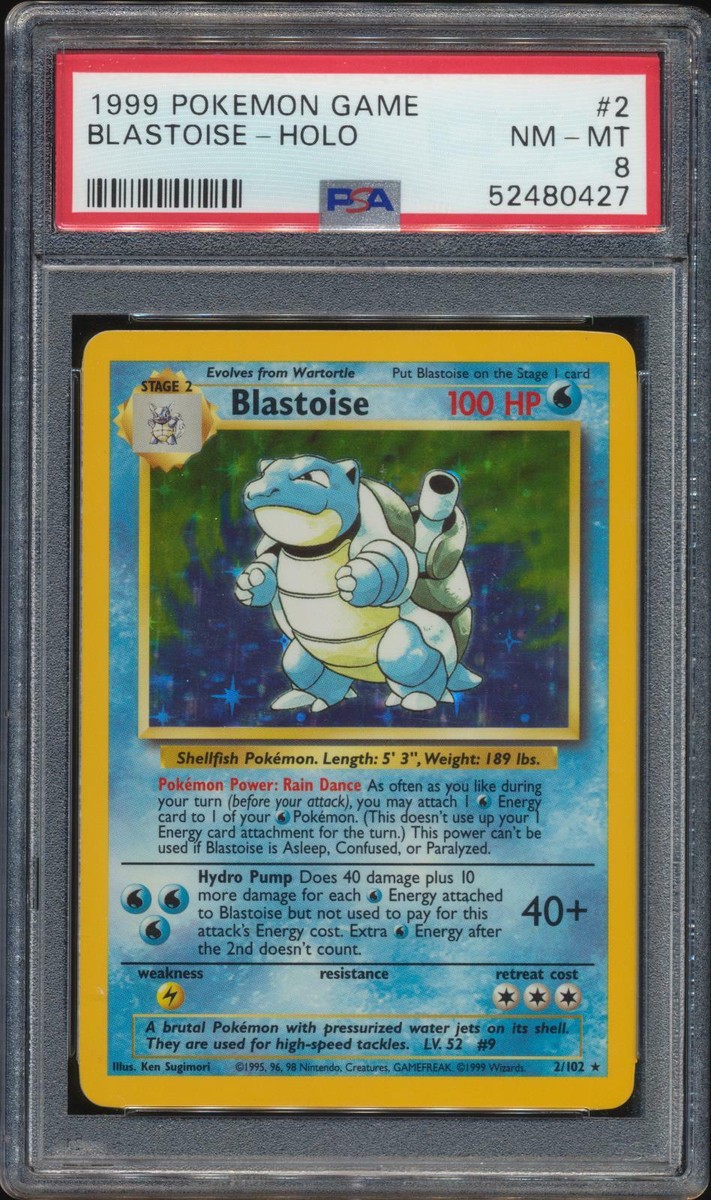 1999 Pokemon Base Set Blastoise #2 Holo PSA 8 DEAD CENTERED Looks