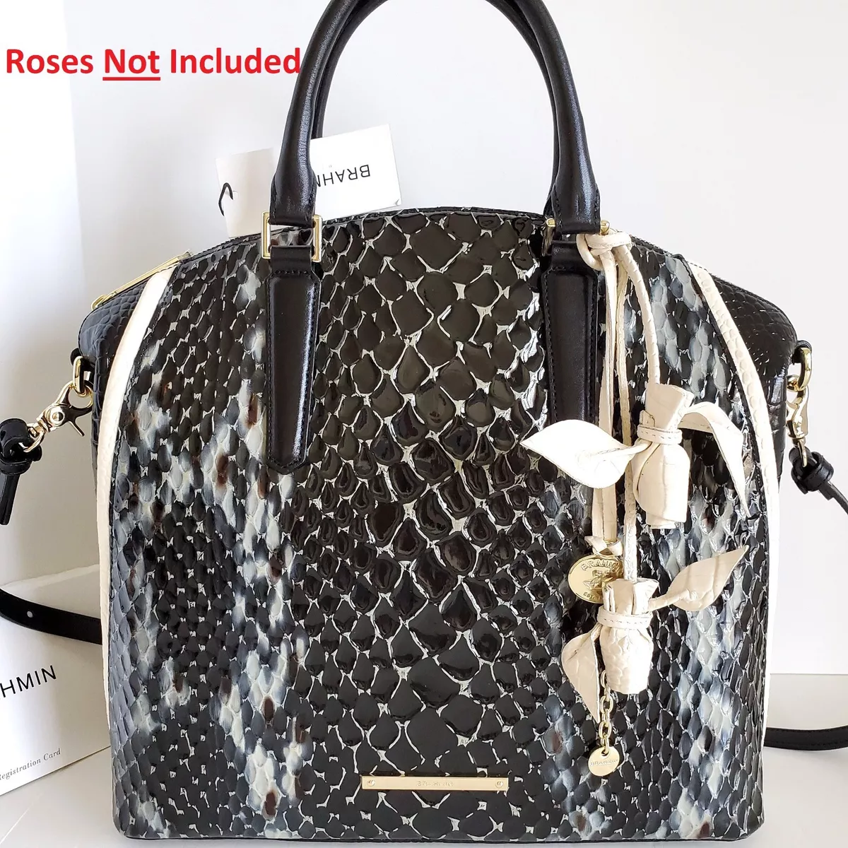 🌹Brahmin Duxbury Satchel Black Carlisle Leather Bag NWT (Roses Not Include)