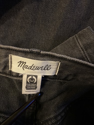Madewell Crop Balloon Jeans Size 28 Black Denim Button Fly 100% Cotton FTC.org - 第 1/11 張圖片